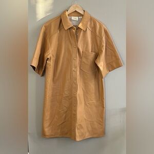 Maeve by Anthropologie faux leather mini shirt dress